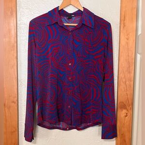 H&M Red and Blue Patterned Shirt
